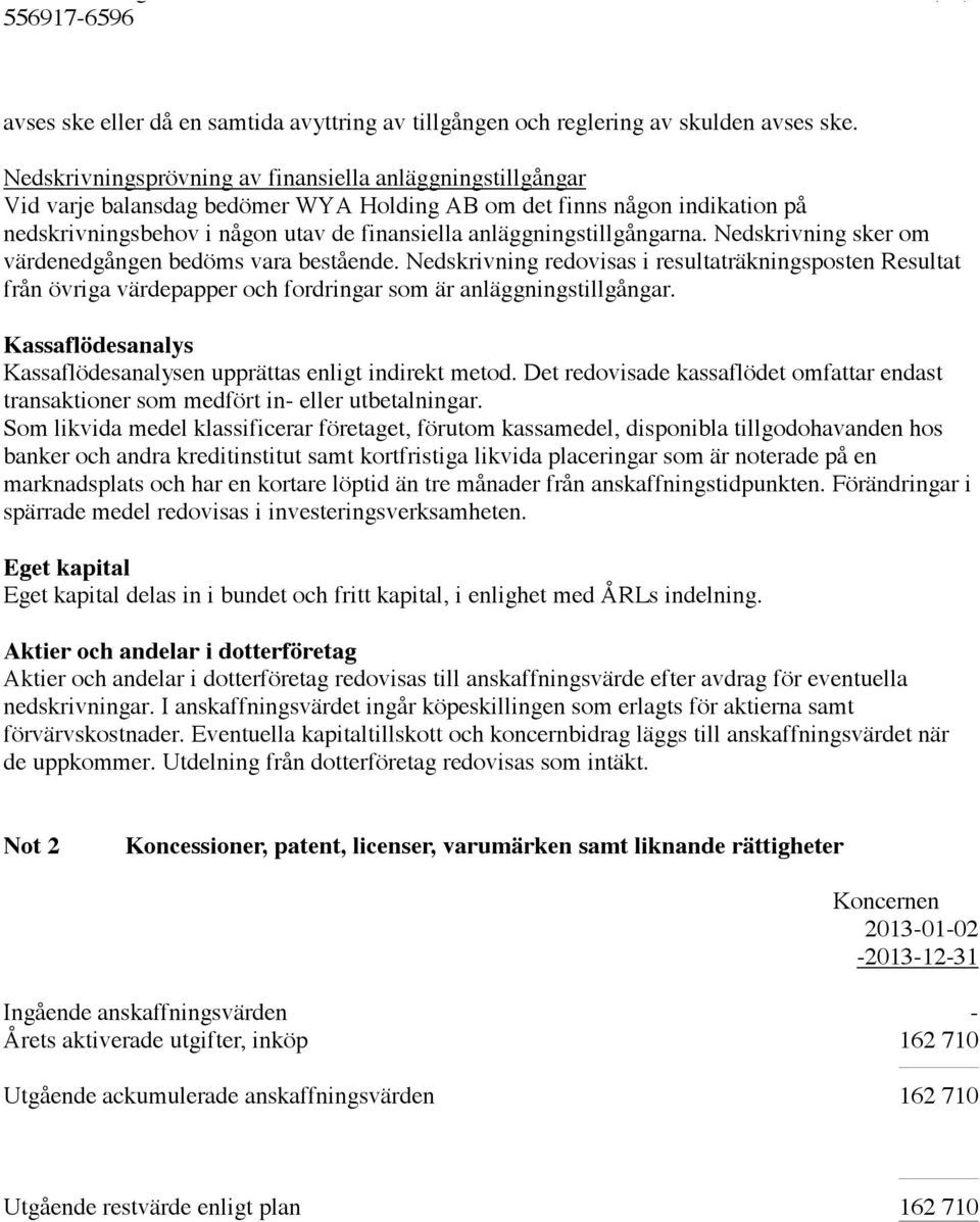 anläggningstillgångarna. Nedskrivning sker om värdenedgången bedöms vara bestående.