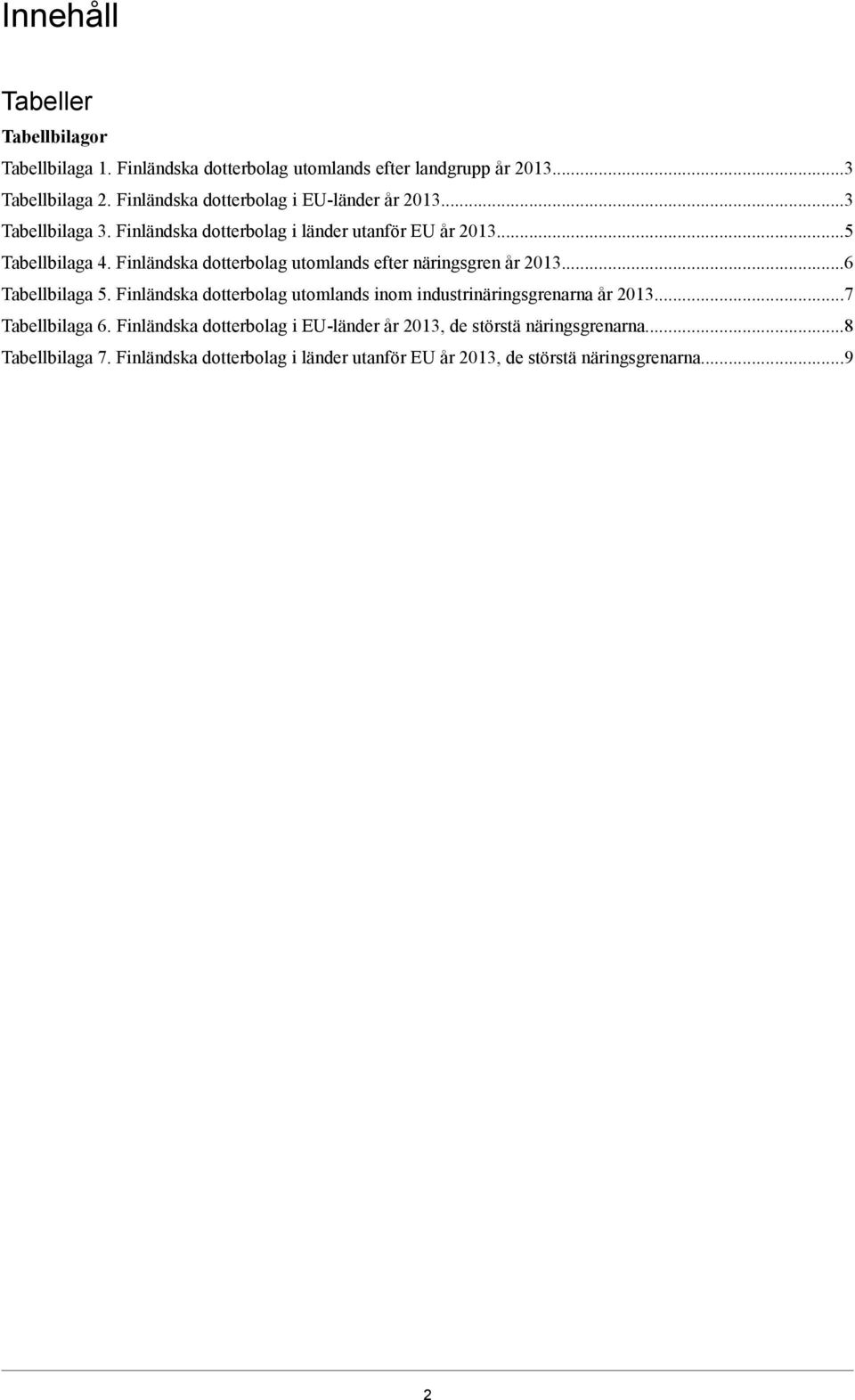 Finländska dotterbolag utomlands efter näringsgren år 2013.6 Tabellbilaga 5. Finländska dotterbolag utomlands inom industrinäringsgrenarna år 2013.