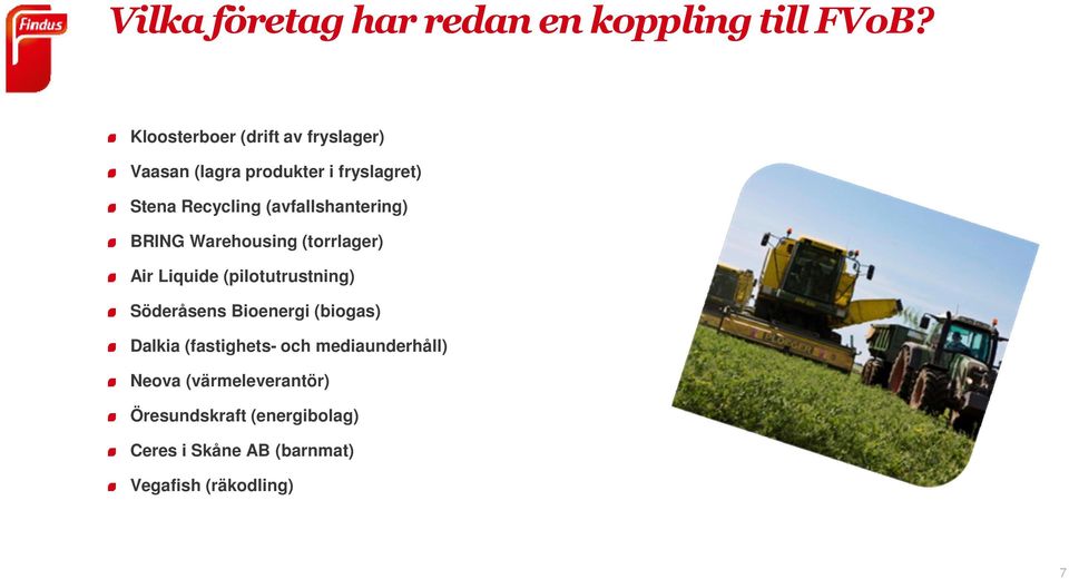 (avfallshantering) BRING Warehousing (torrlager) Air Liquide (pilotutrustning) Söderåsens