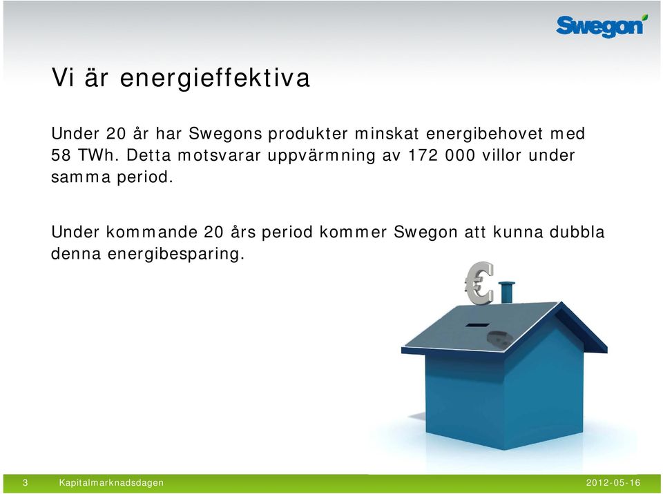 Detta motsvarar uppvärmning av 172 000 villor under samma period.