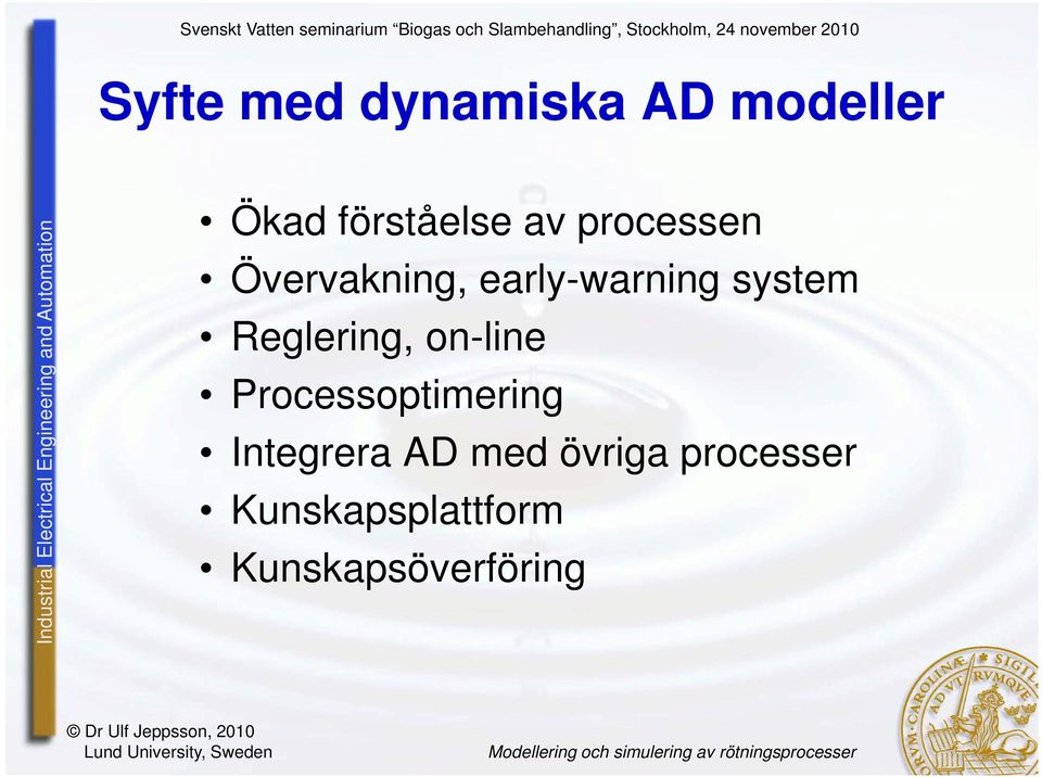 Reglering, on-line Processoptimering Integrera AD