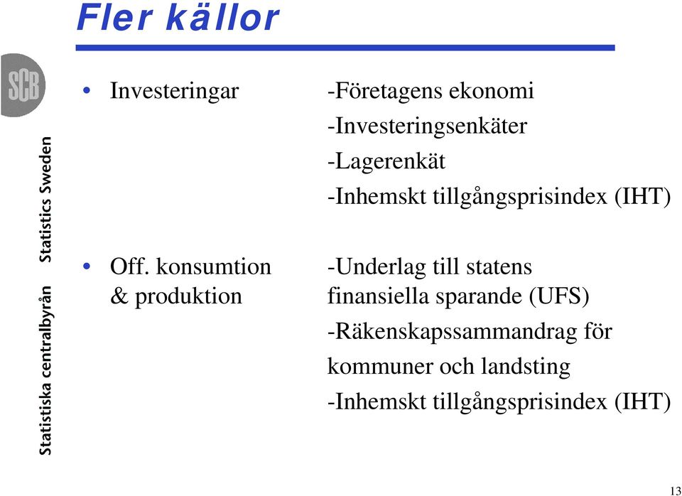 konsumtion -Underlag till statens & produktion finansiella sparande