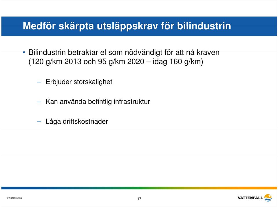 2013 och 95 g/km 2020 idag 160 g/km) Erbjuder