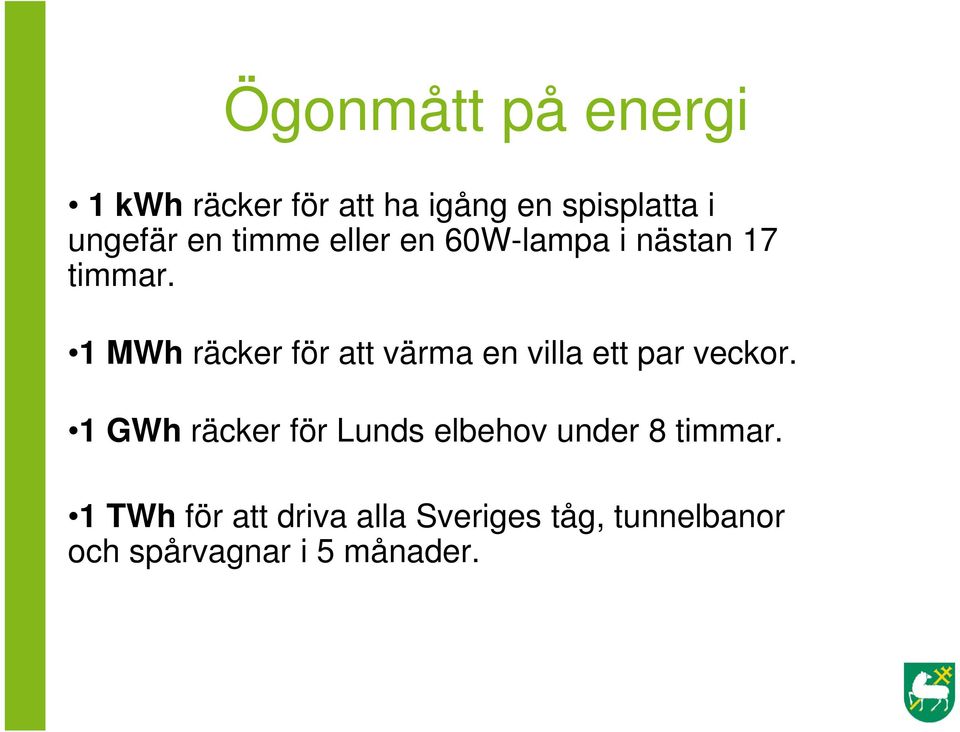 1 MWh räcker för att värma en villa ett par veckor.