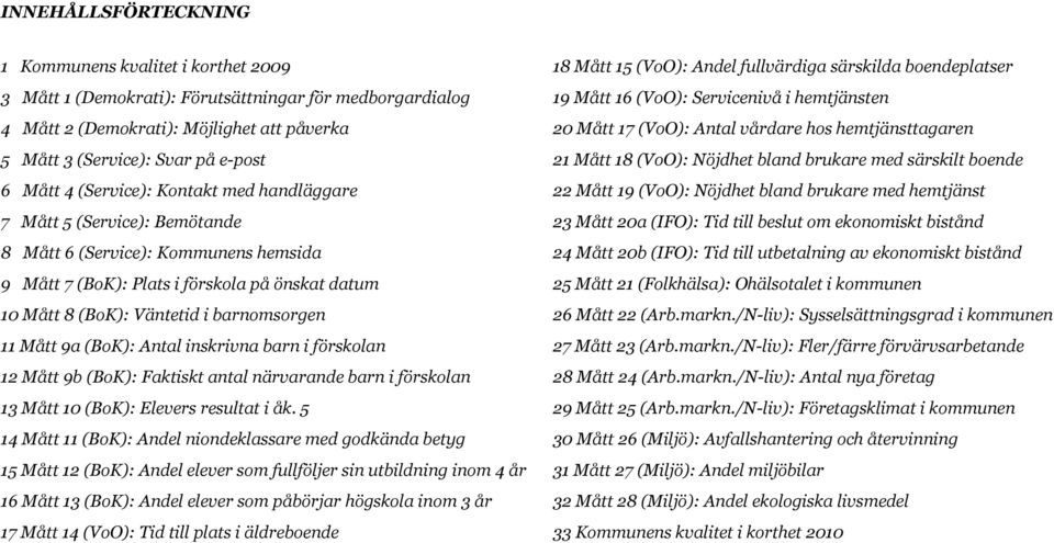 boende 6 Mått 4 (Service): Kontakt med handläggare 22 Mått 19 (VoO): Nöjdhet bland brukare med hemtjänst 7 Mått 5 (Service): Bemötande 23 Mått 20a (IFO): Tid till beslut om ekonomiskt bistånd 8 Mått