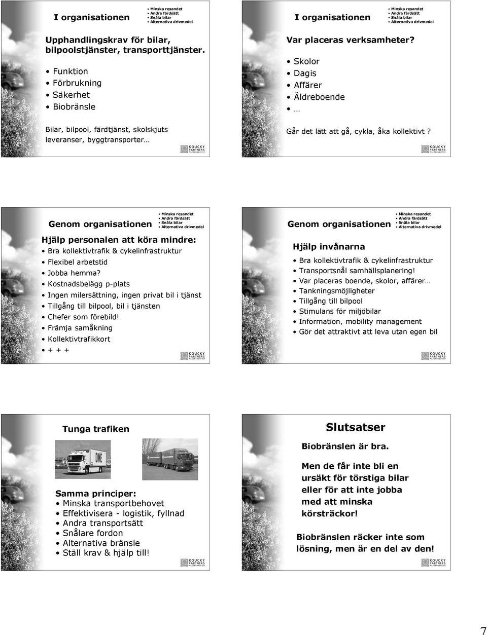 format på Skolor Dagis Affärer Äldreboende Bilar, bilpool, färdtjänst, skolskjuts leveranser, byggtransporter 37 Går det lätt att gå, cykla, åka kollektivt?