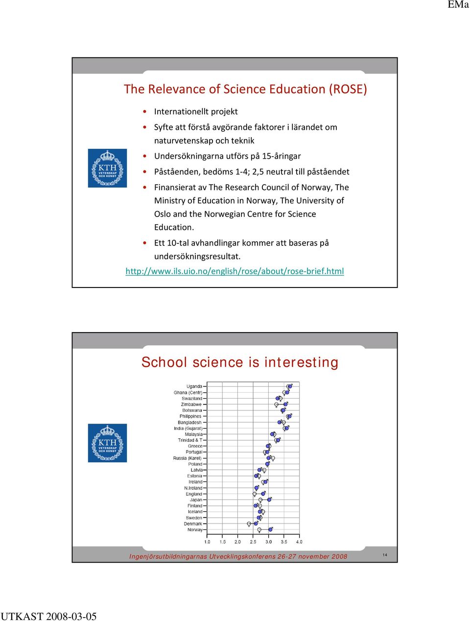 Norway, The Ministry of Education in Norway, The University of Oslo and the Norwegian Centre for Science Education.