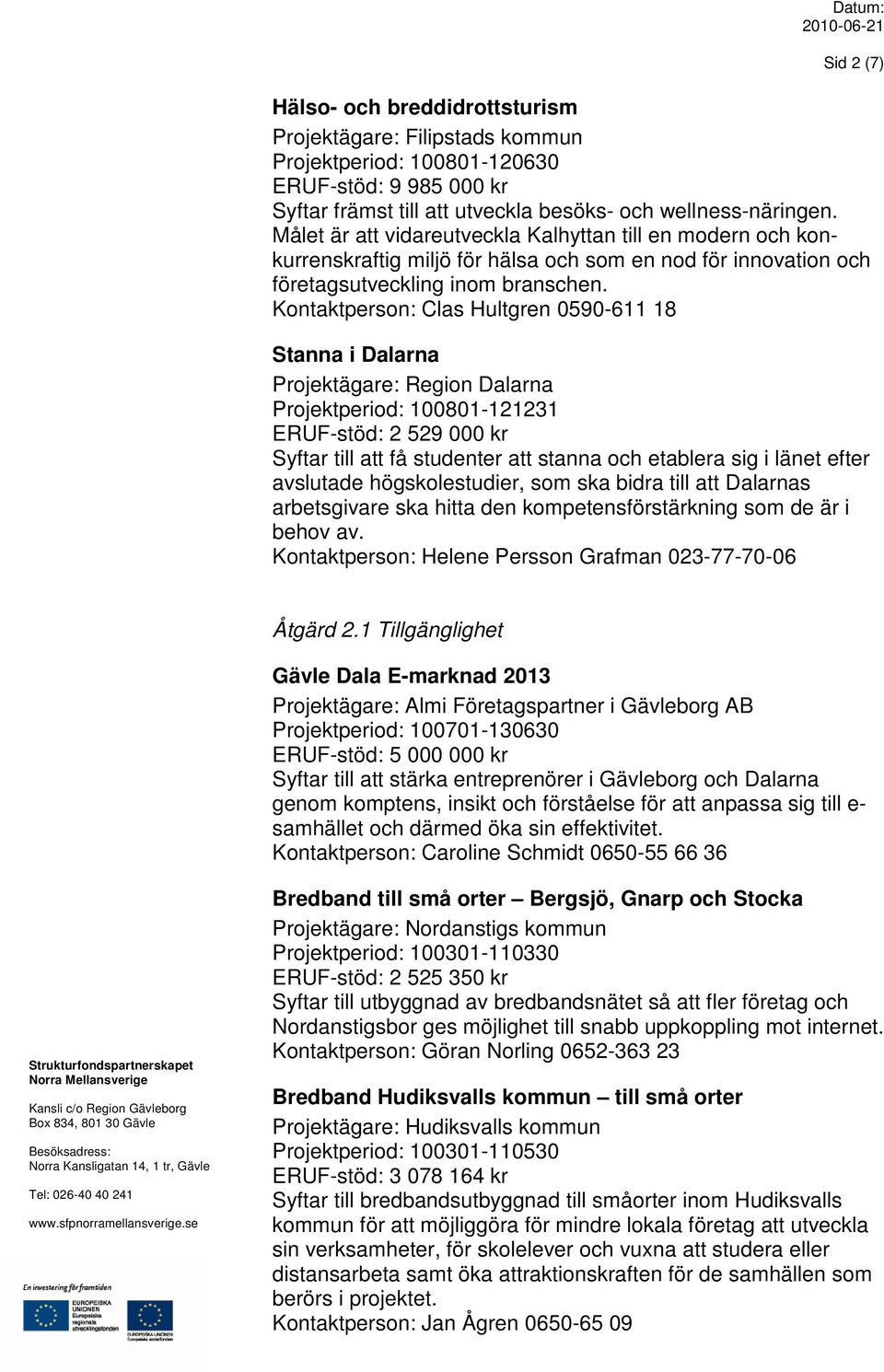 Kontaktperson: Clas Hultgren 0590-611 18 Stanna i Dalarna Projektägare: Region Dalarna Projektperiod: 100801-121231 ERUF-stöd: 2 529 000 kr Syftar till att få studenter att stanna och etablera sig i