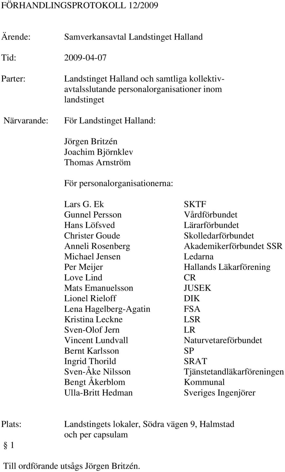 Ek Gunnel Persson Hans Löfsved Christer Goude Anneli Rosenberg Michael Jensen Per Meijer Love Lind Mats Emanuelsson Lionel Rieloff Lena Hagelberg-Agatin Kristina Leckne Sven-Olof Jern Vincent