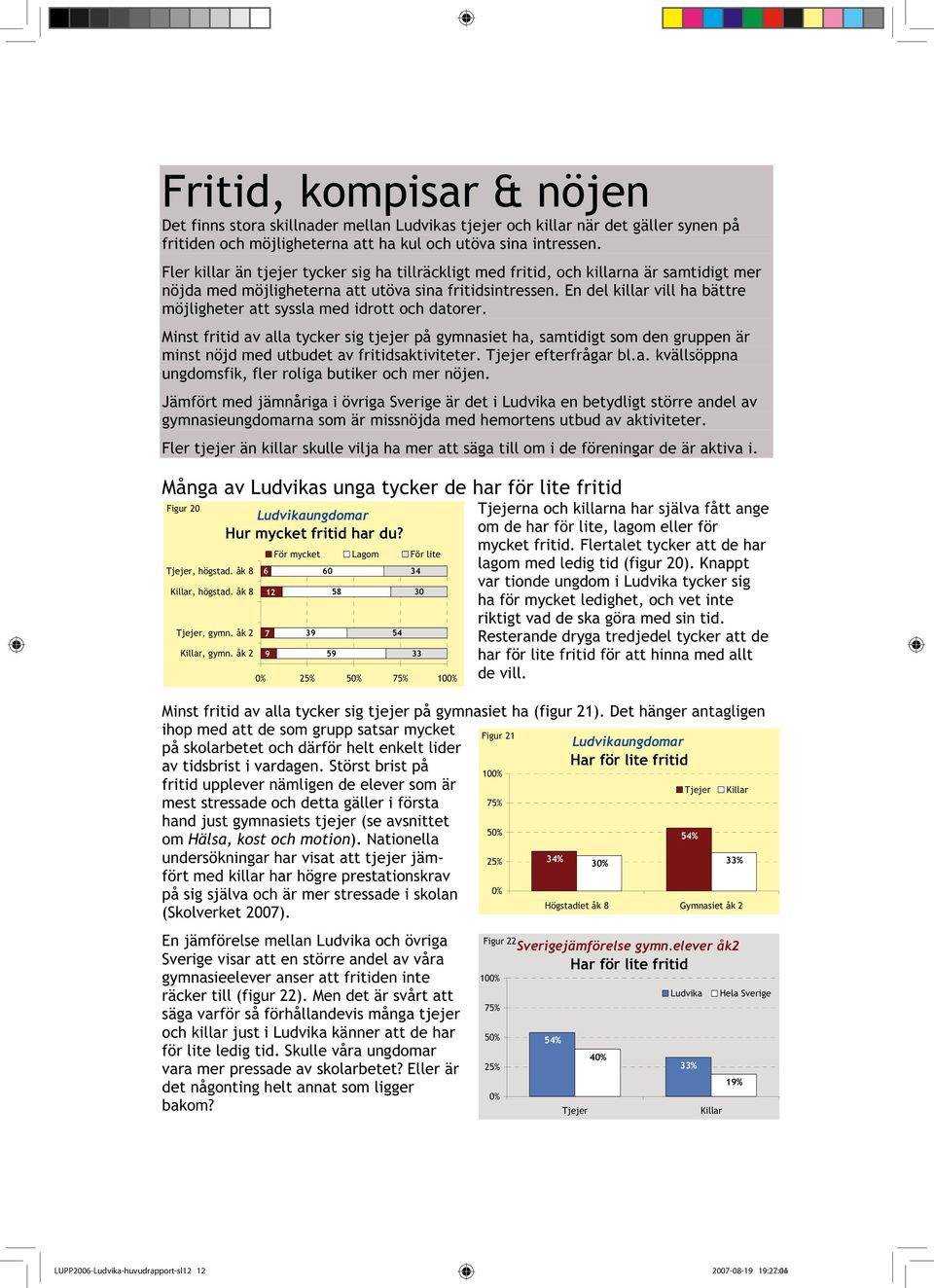 En del killar vill ha bättre möjligheter att syssla med idrott och datorer.