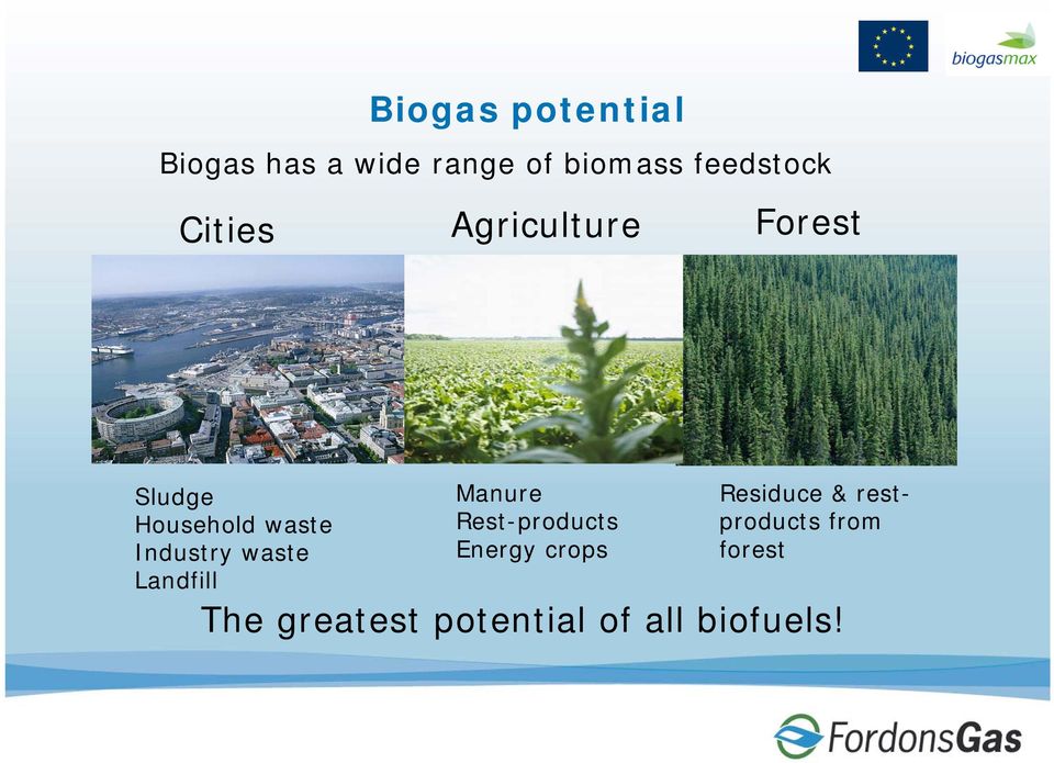 Industry waste Landfill Manure Rest-products Energy crops