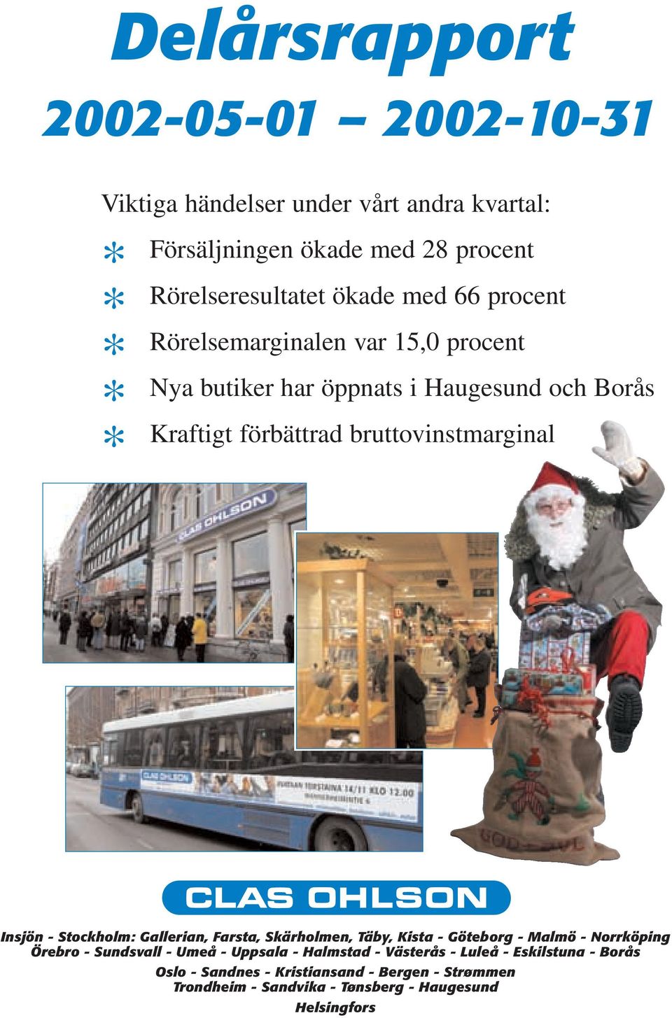 Insjön - Stockholm: Gallerian, Farsta, Skärholmen, Täby, Kista - Göteborg - Malmö - Norrköping Örebro - Sundsvall - Umeå - Uppsala -