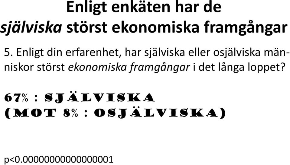 Enligt din erfarenhet, har själviska eller osjälviska