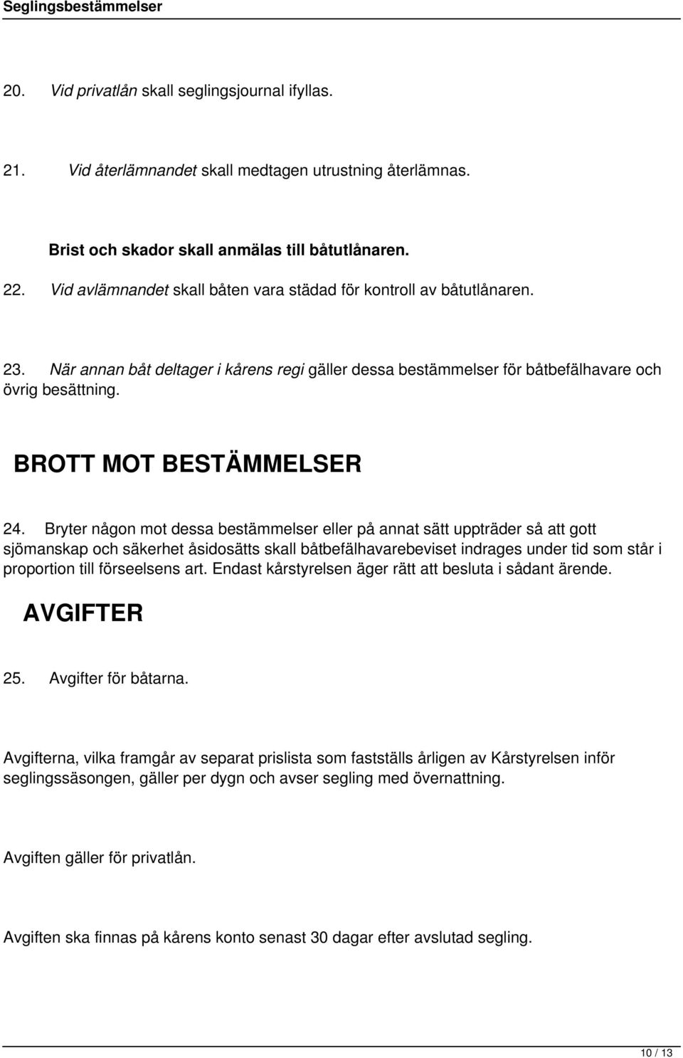 BROTT MOT BESTÄMMELSER 24.