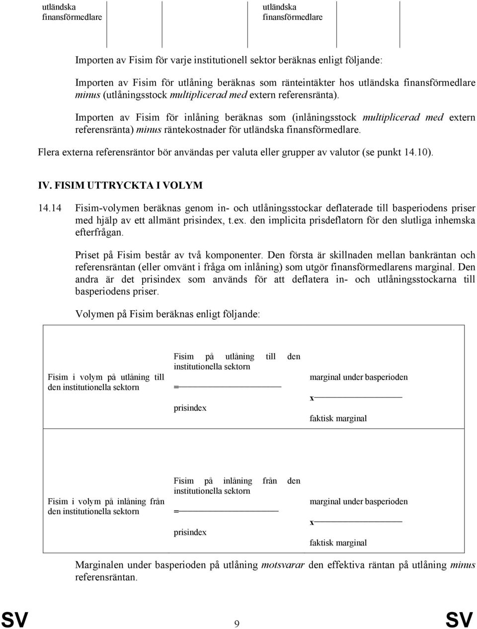 Importen av Fisim för inlåning beräknas som (inlåningsstock multiplicerad med extern referensränta) minus räntekostnader för utländska finansförmedlare.