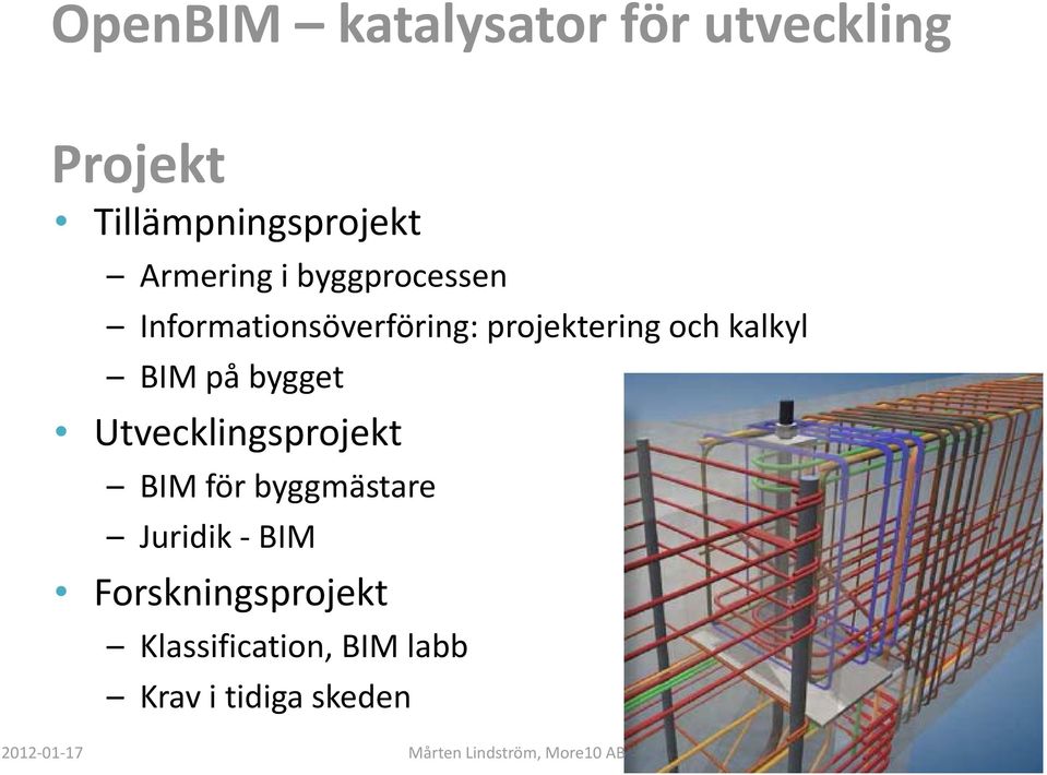 kalkyl BIM på bygget Utvecklingsprojekt BIM för byggmästare