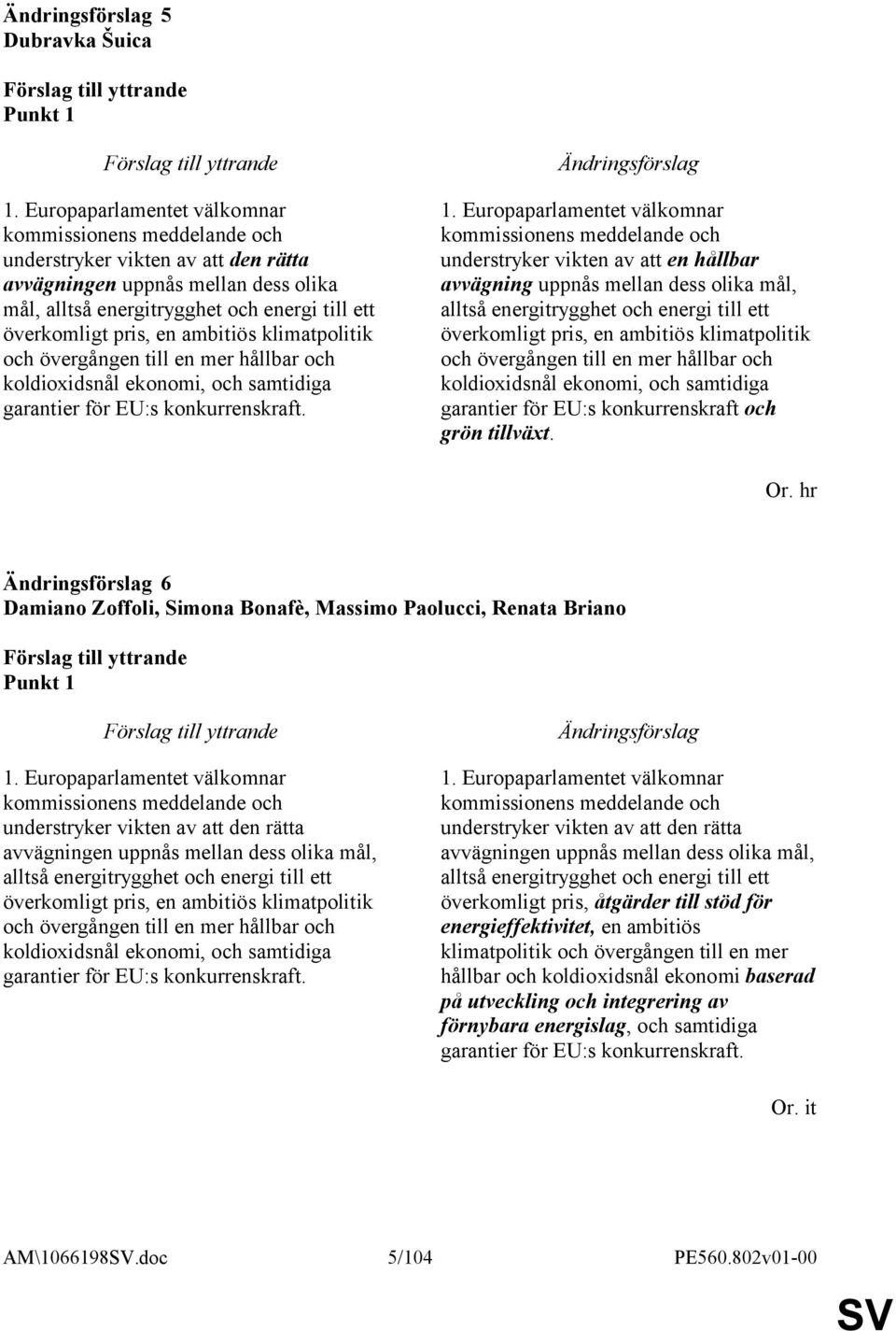 ambitiös klimatpolitik och övergången till en mer hållbar och koldioxidsnål ekonomi, och samtidiga garantier för EU:s konkurrenskraft. 1.