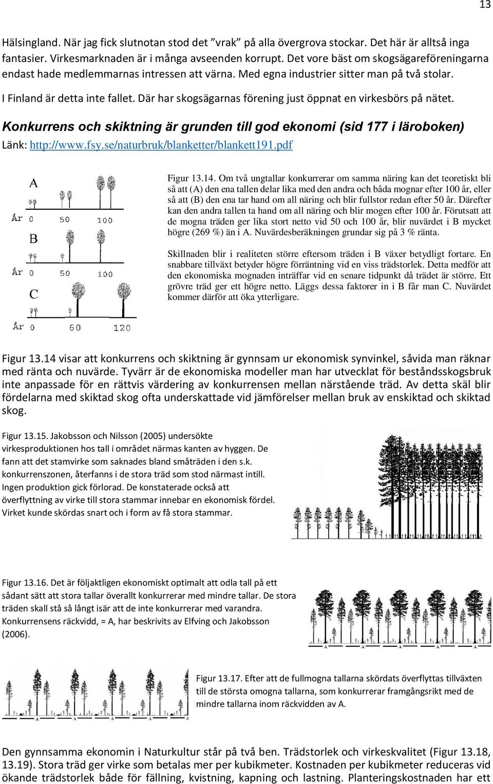 Där har skogsägarnas förening just öppnat en virkesbörs på nätet. Konkurrens och skiktning är grunden till god ekonomi (sid 77 i läroboken) Länk: http://www.fsy.se/naturbruk/blanketter/blankett9.