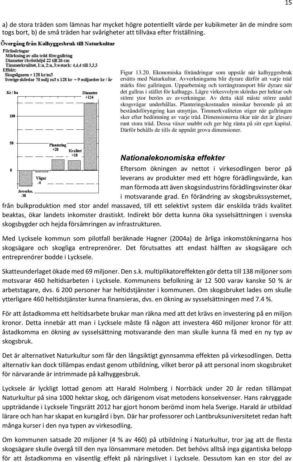 Upparbetning och terrängtransport blir dyrare när det gallras i stället för kalhuggs. Lägre virkesvolym skördas per hektar och större ytor berörs av avverkningar.