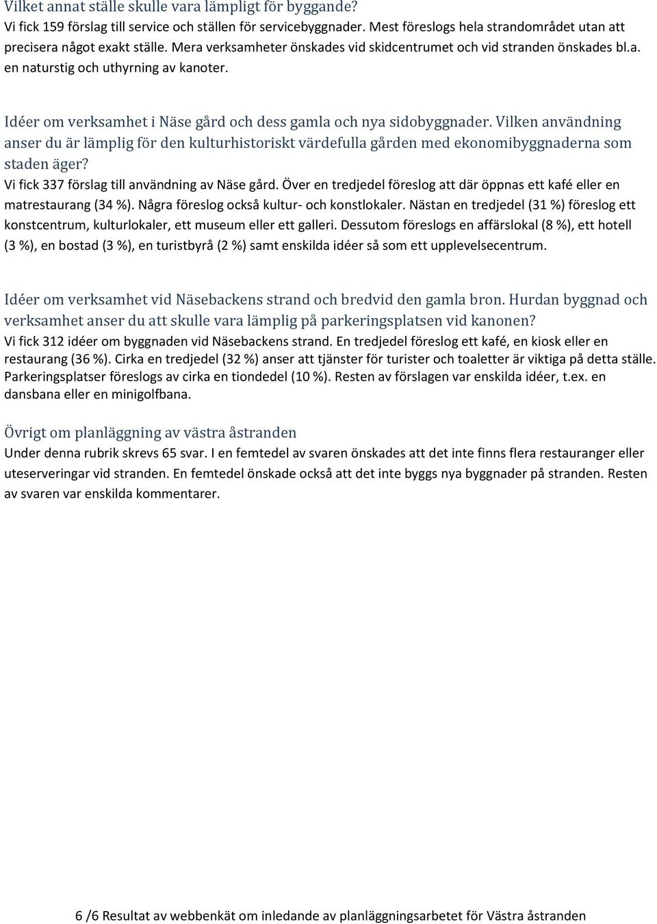 Vilken användning anser du är lämplig för den kulturhistoriskt värdefulla gården med ekonomibyggnaderna som staden äger? Vi fick 337 förslag till användning av Näse gård.