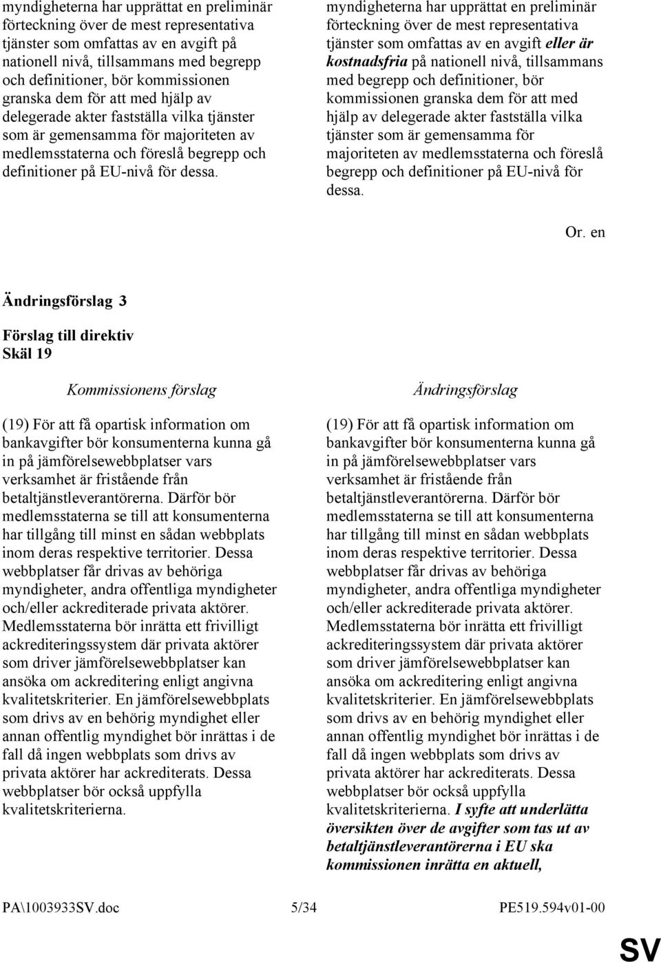 myndigheterna har upprättat en preliminär förteckning över de mest representativa tjänster som omfattas av en avgift eller är kostnadsfria på nationell nivå, tillsammans med begrepp och definitioner,