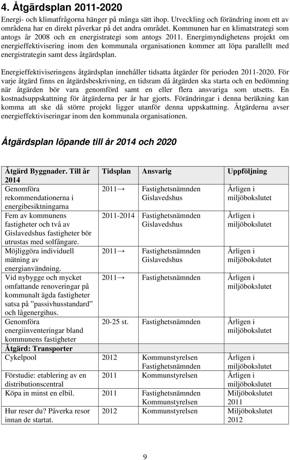 Energimyndighetens projekt om energieffektivisering inom den kommunala organisationen kommer att löpa parallellt med energistrategin samt dess åtgärdsplan.