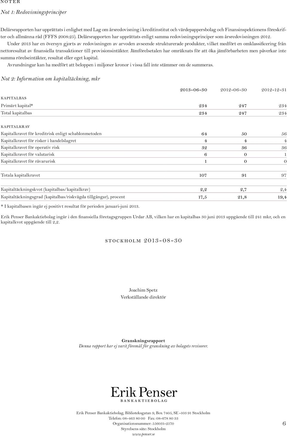 Under 2013 har en översyn gjorts av redovisningen av arvoden avseende strukturerade produkter, vilket medfört en omklassificering från nettoresultat av finansiella transaktioner till