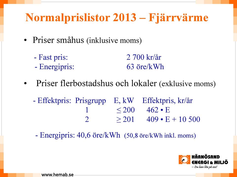 lokaler (exklusive moms) - Effektpris: Prisgrupp E, kw Effektpris, kr/år 1