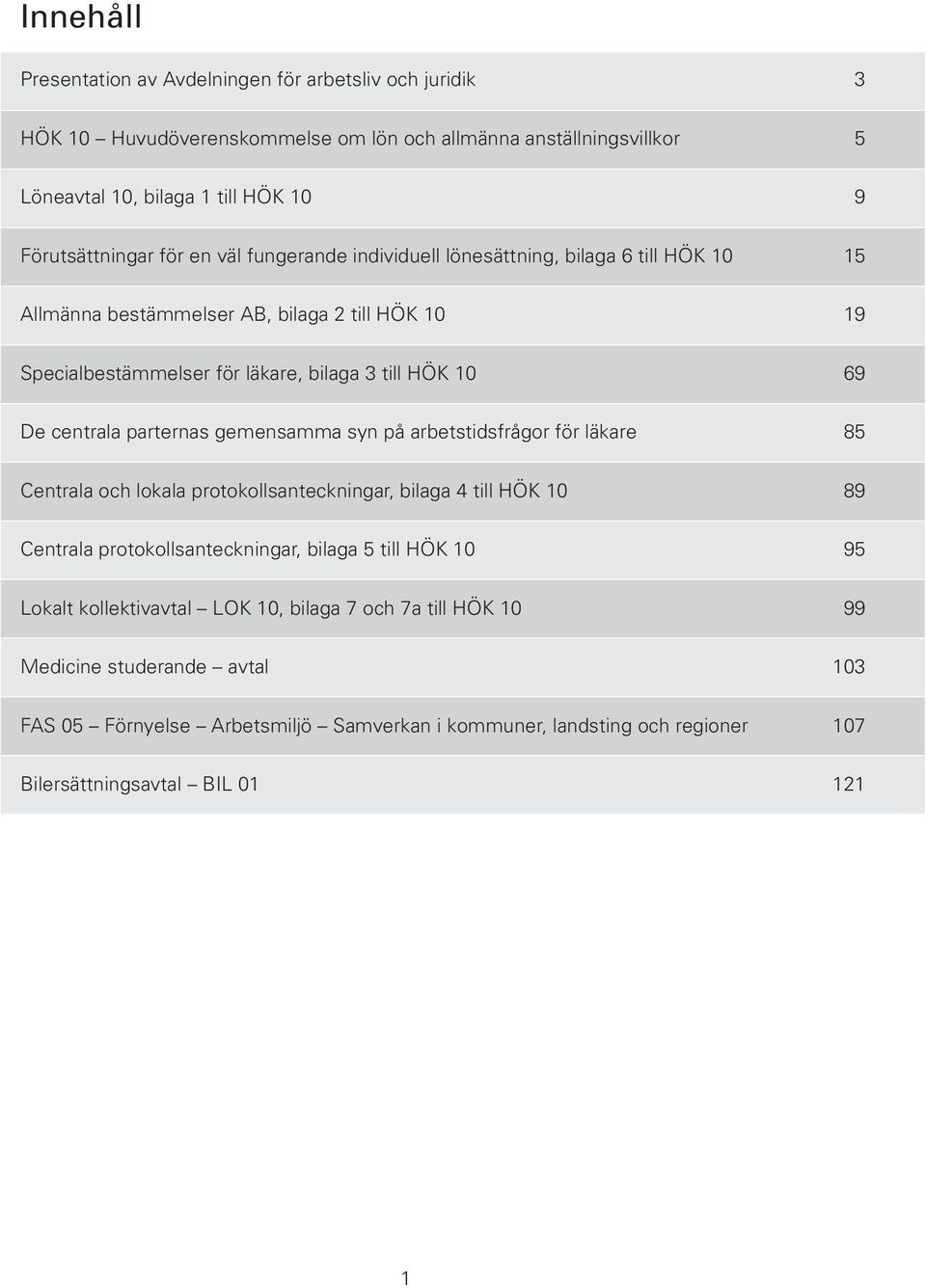 parternas gemensamma syn på arbetstidsfrågor för läkare 85 Centrala och lokala protokollsanteckningar, bilaga 4 till HÖK 10 89 Centrala protokollsanteckningar, bilaga 5 till HÖK 10 95 Lokalt