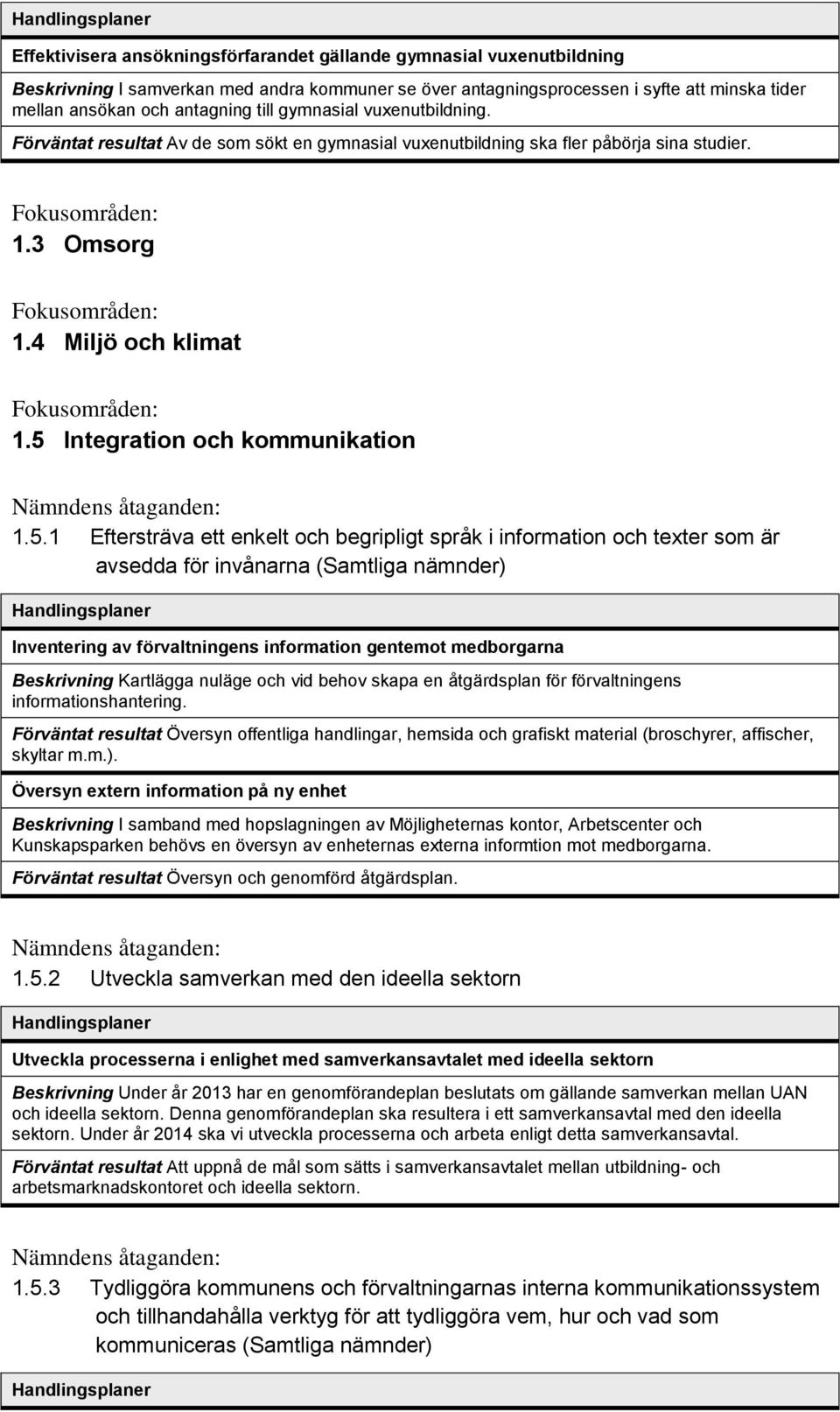 4 Miljö och klimat Fokusområden: 1.5 