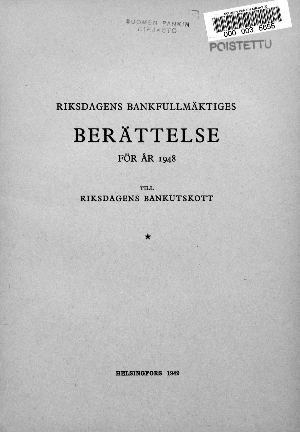 BERÄTTELSE FÖR ÅR 1948