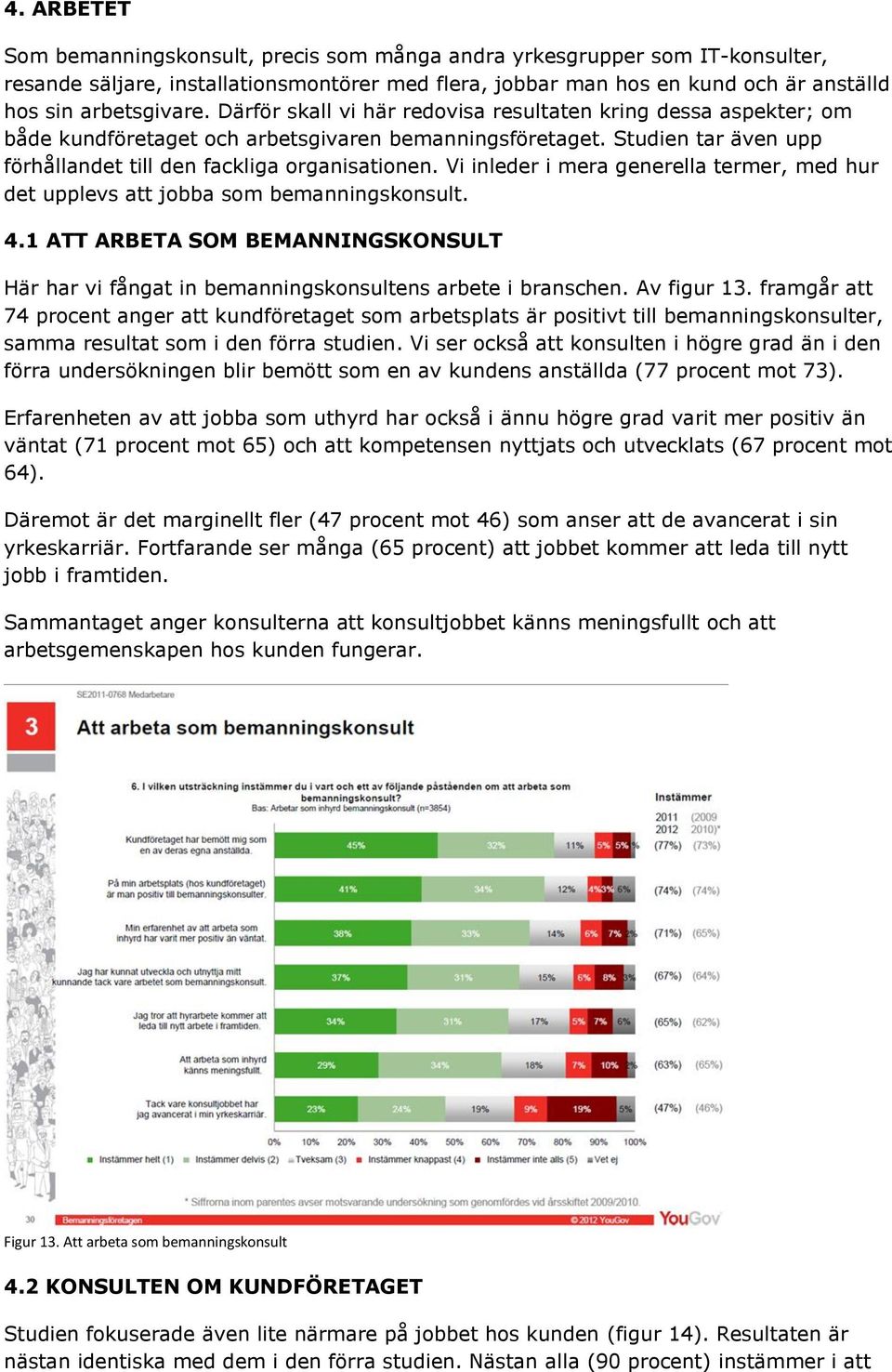 Vi inleder i mera generella termer, med hur det upplevs att jobba som bemanningskonsult. 4.1 ATT ARBETA SOM BEMANNINGSKONSULT Här har vi fångat in bemanningskonsultens arbete i branschen. Av figur 13.