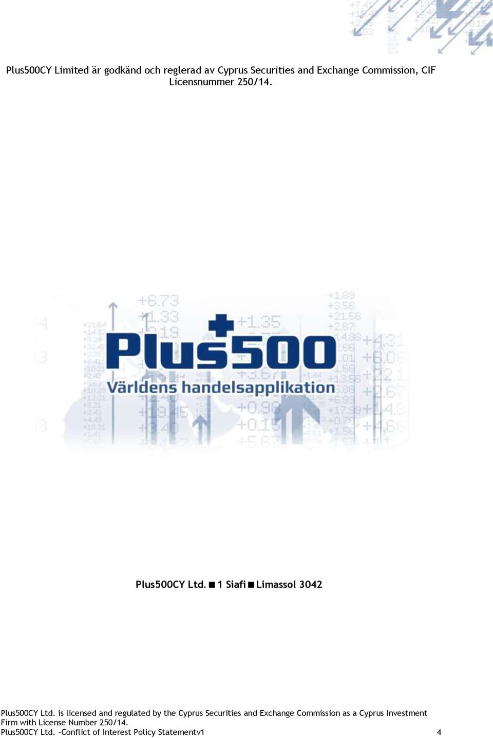Licensnummer 250/14. Plus500CY Ltd.