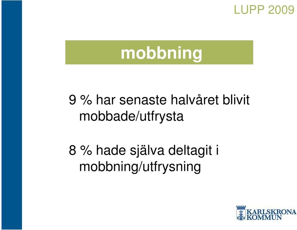 mobbade/utfrysta 8 % hade