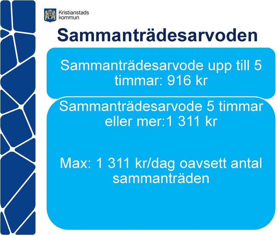 Sammanträdesarvode 5 timmar eller