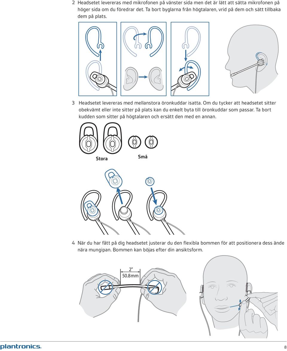 Om du tycker att headsetet sitter obekvämt eller inte sitter på plats kan du enkelt byta till öronkuddar som passar.