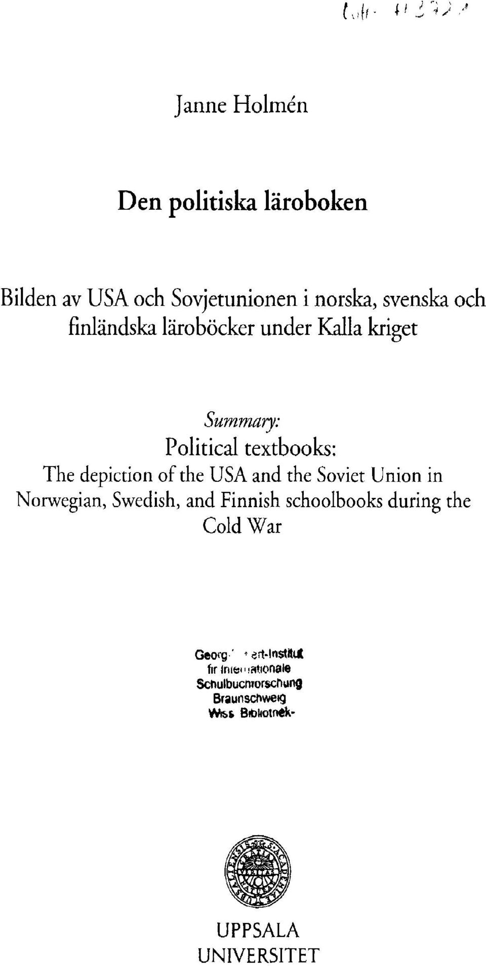 and the Soviet Ur Norwegian, Swedish, and Finnish schoolbooks Cold War Georg' ->
