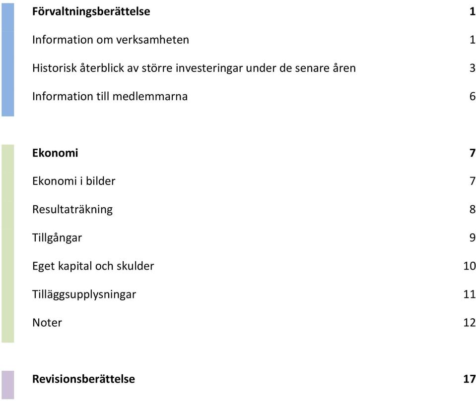 medlemmarna 6 Ekonomi 7 Ekonomi i bilder 7 Resultaträkning 8 Tillgångar 9