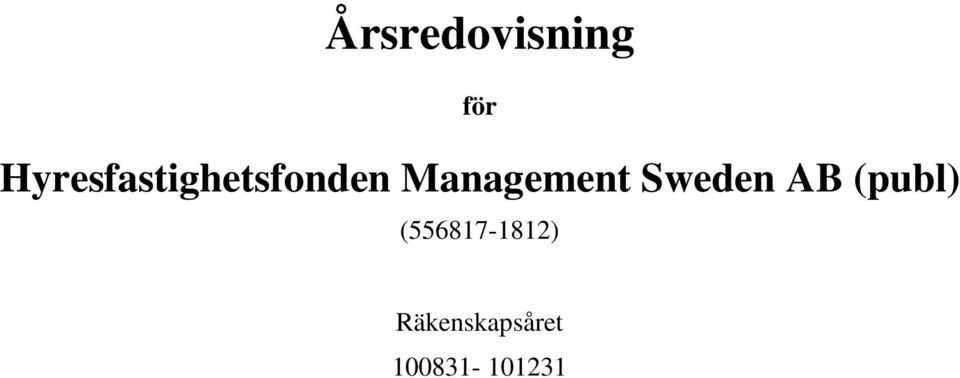 Management Sweden AB (publ)