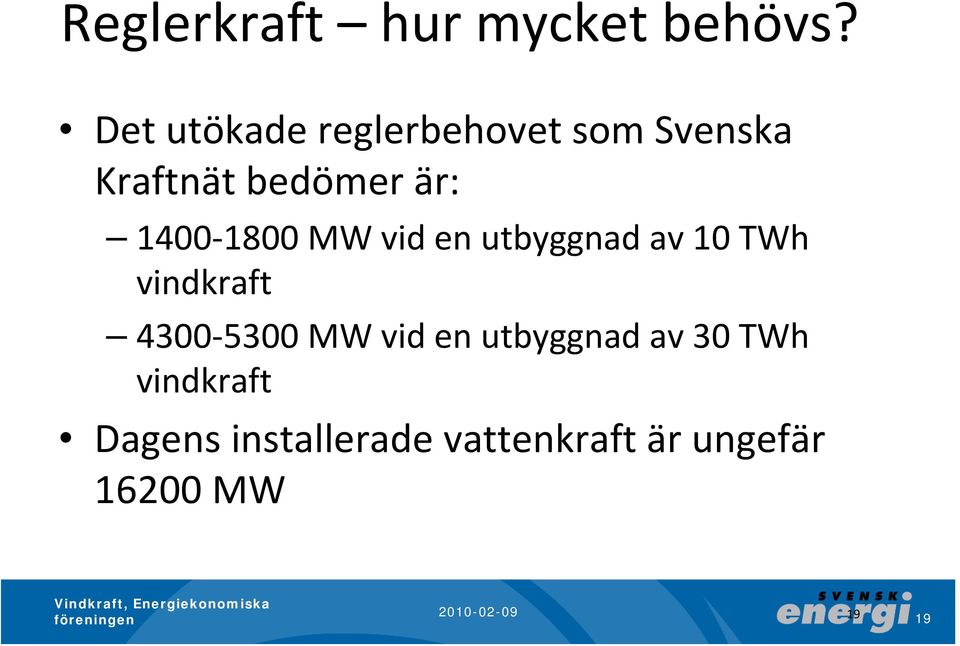 1400 1800 MW vid en utbyggnad av 10 TWh vindkraft 4300 5300