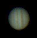 10 Jupiter under ganska dåliga förhållanden. Planeten ligger nästan längst ifrån oss. Dessutom var seeingen dålig. Datum: 2012-02-13.