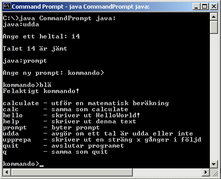 Tips Krav Glöm inte att importera rätt klass för att kunna läsa in rader. Glöm heller inte att kasta vidare eventuella fel, som kan uppstå när man läser en rad från tangentbordet.