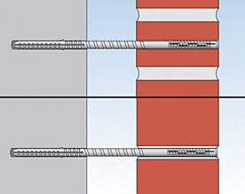 Montagebeskrivning Borra i sten eller fog med borr Ø8mm, förslagsvis med fischers specialborr avsedd för VBS-M. fischer VBS-M levereras omonterade.