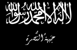 22(24) Symboler våldsbejakande islamism IS, Daeshs, ISIS: Ovan visas Daeshs vanligast förekommande symbol, tillika flagga.