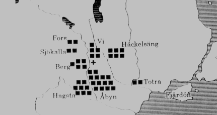 4:2 Byindelning i vikingatiden I detta område som kan ses på kartan ovan är det tätt mellan byarna. I och runt dessa byar har man funnit gravfält från vikingatid.