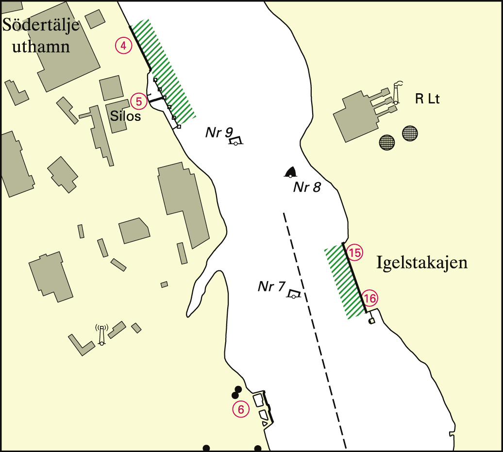 Bilaga 5 Lotsområde Södertälje Södertälje hamnar (Södertälje uthamn, Igelstakajen och Sydhamnen) Område - Mellan kajplatser i