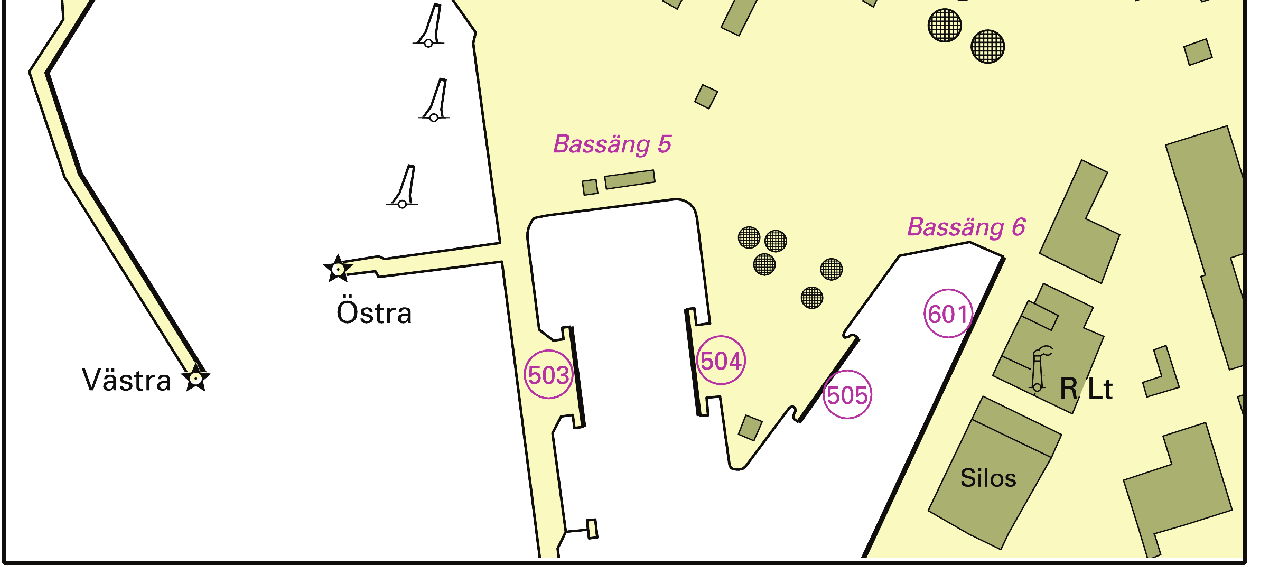 Bilaga 5 Lotsområde Malmö Helsingborg (Västhamnen) Område Mellan kajplatserna 903, 904, 905 och 906 i Västhamnen Får inte användas för navigering.