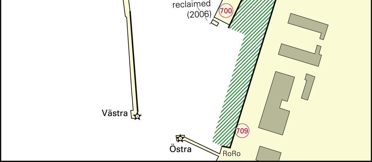 Bilaga 5 Helsingborg (Sydhamnen) Område Mellan kajplatserna 700 709 i Sydhamnen Får inte användas för navigering.