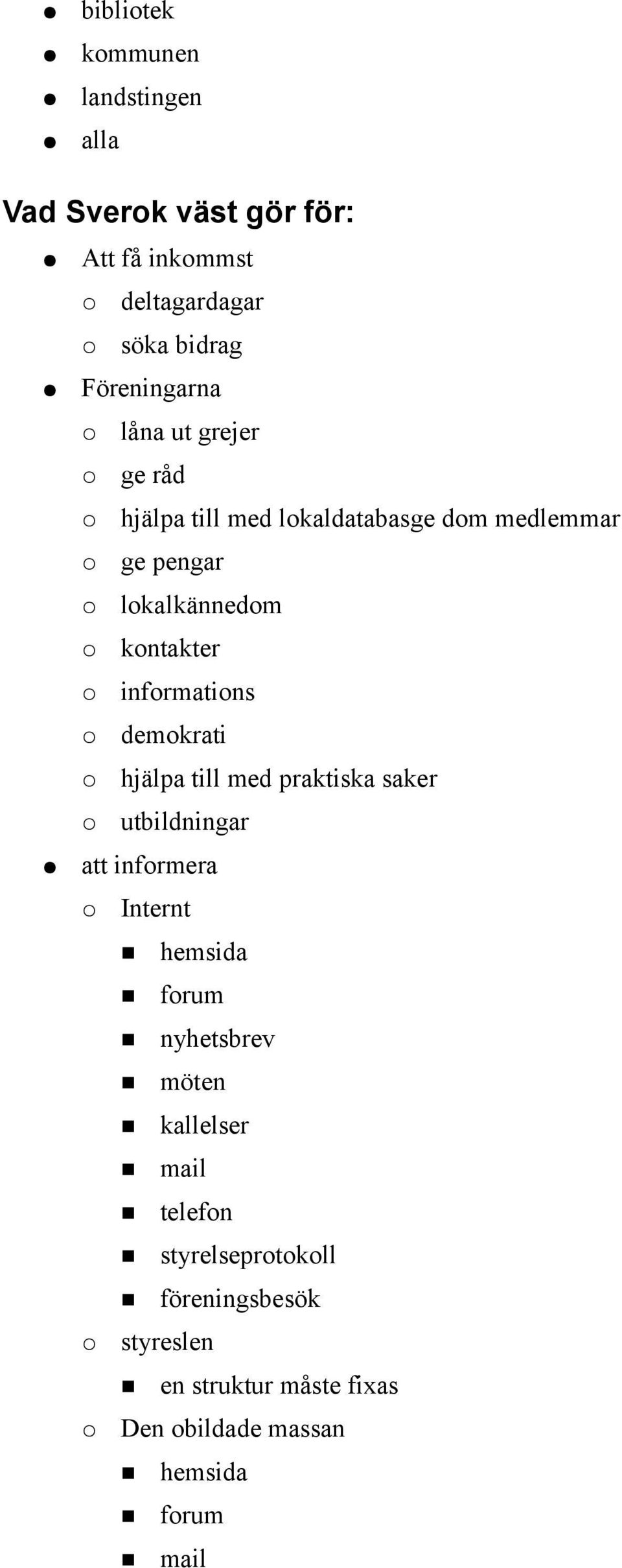 demokrati hjälpa till med praktiska saker utbildningar att informera Internt hemsida forum nyhetsbrev möten