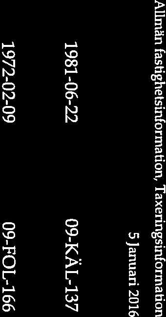 L A N T M Ä T E R 1 E T Allmän fastighetsinformation, Taxeringsinformation Ledningsåtgärd 1981-06-22 09-KÄL-137 lekniska atgärder Säkerställande av gränsmärke 1972-02-09 09-FOL-166 Avskild mark